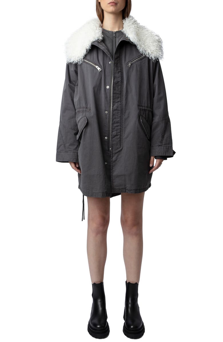 Zadig & Voltaire Kidea Quilted Jacket with Removable Faux Fur Collar, Main, color,