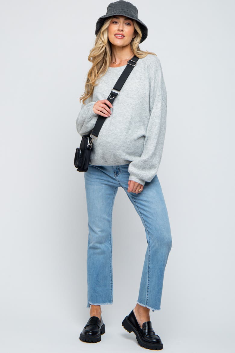 Raw Edge Crop Maternity Jeans, Alternate, color, Light Blue