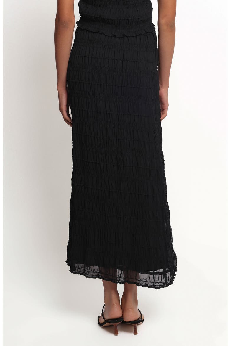 Valana Shirred Maxi Skirt, Alternate, color, BLACK