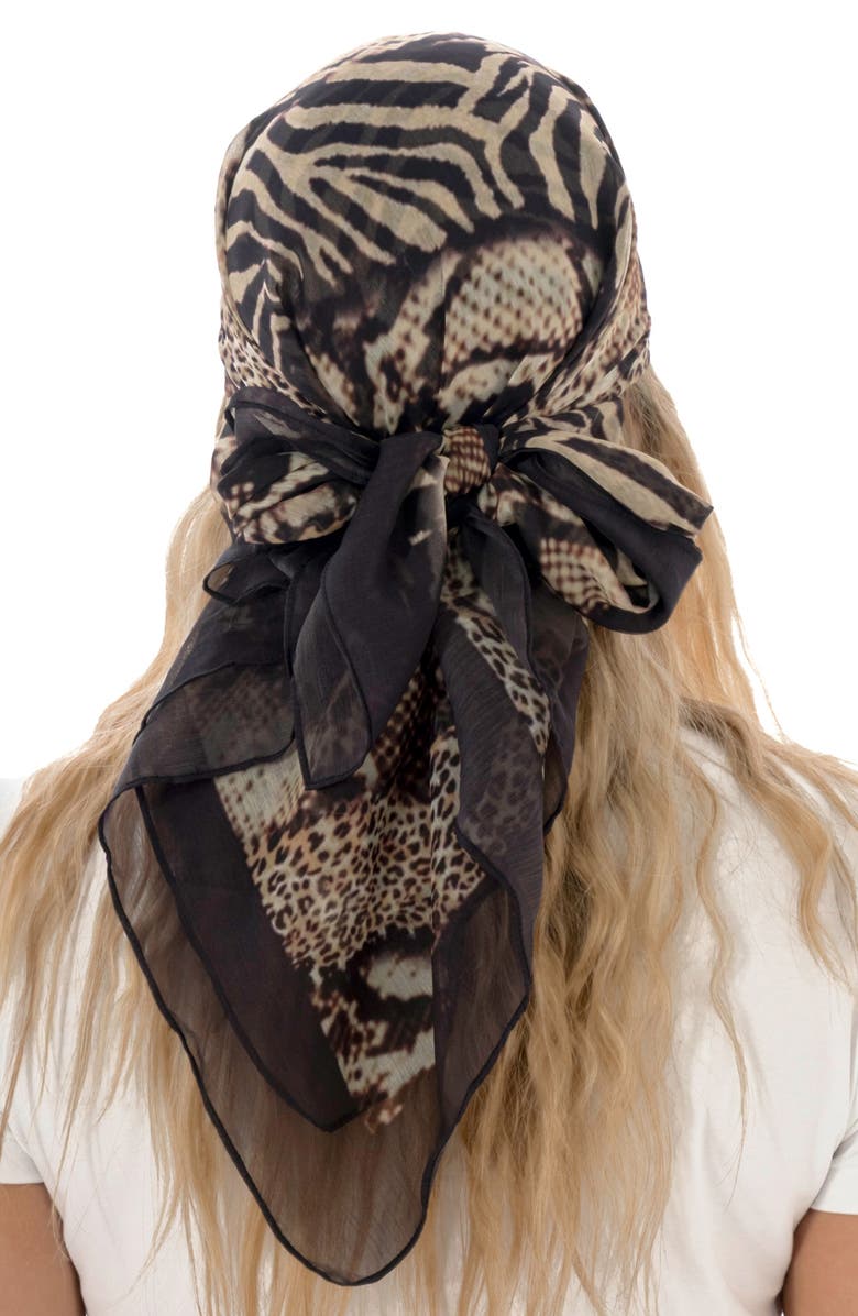 MARCUS ADLER Animal Print Square Scarf, Alternate, color, Brown