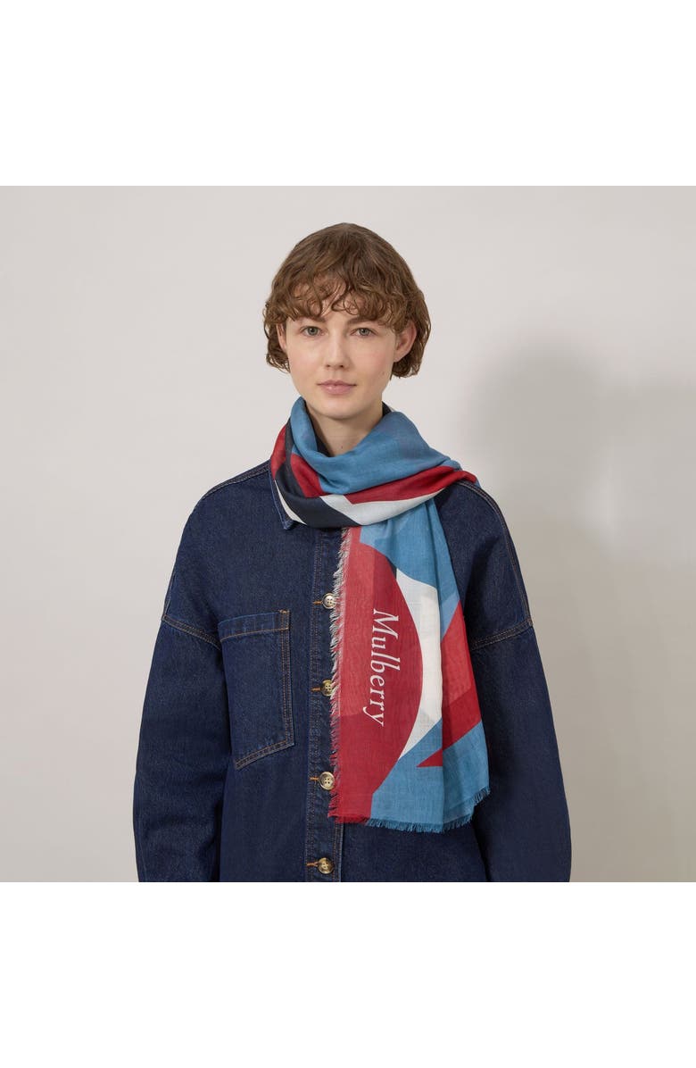 Mulberry Cashmere Logo Square Scarf, Alternate, color, Brighton-Night Sky