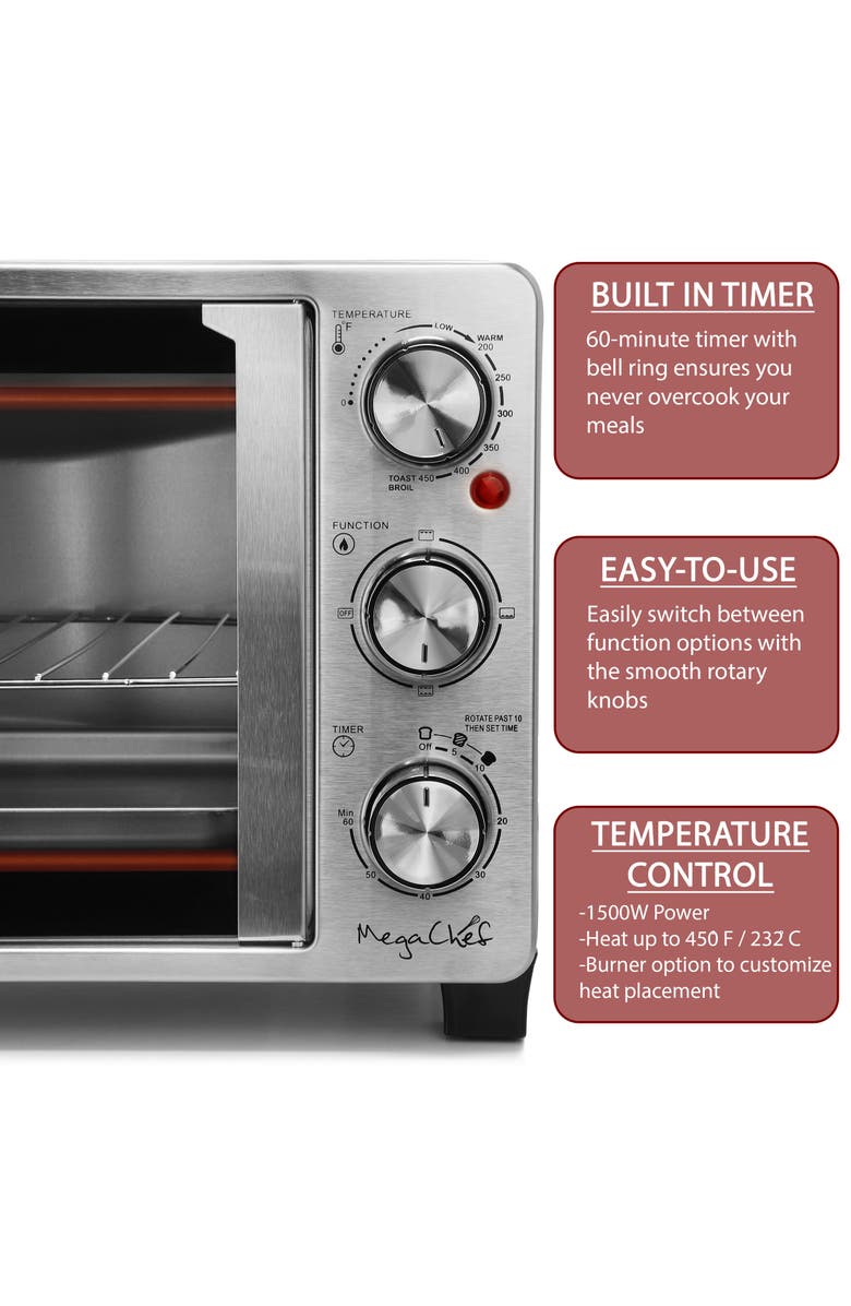 Megachef French Door Multi-Function Electric Toaster Oven with Temperature Control and Timer, Alternate, color, Grey