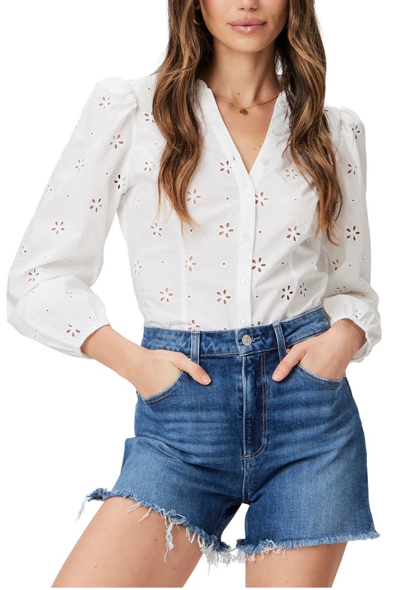 Dani Frayed High Waist Denim Shorts, Alternate, color, ANTIBES