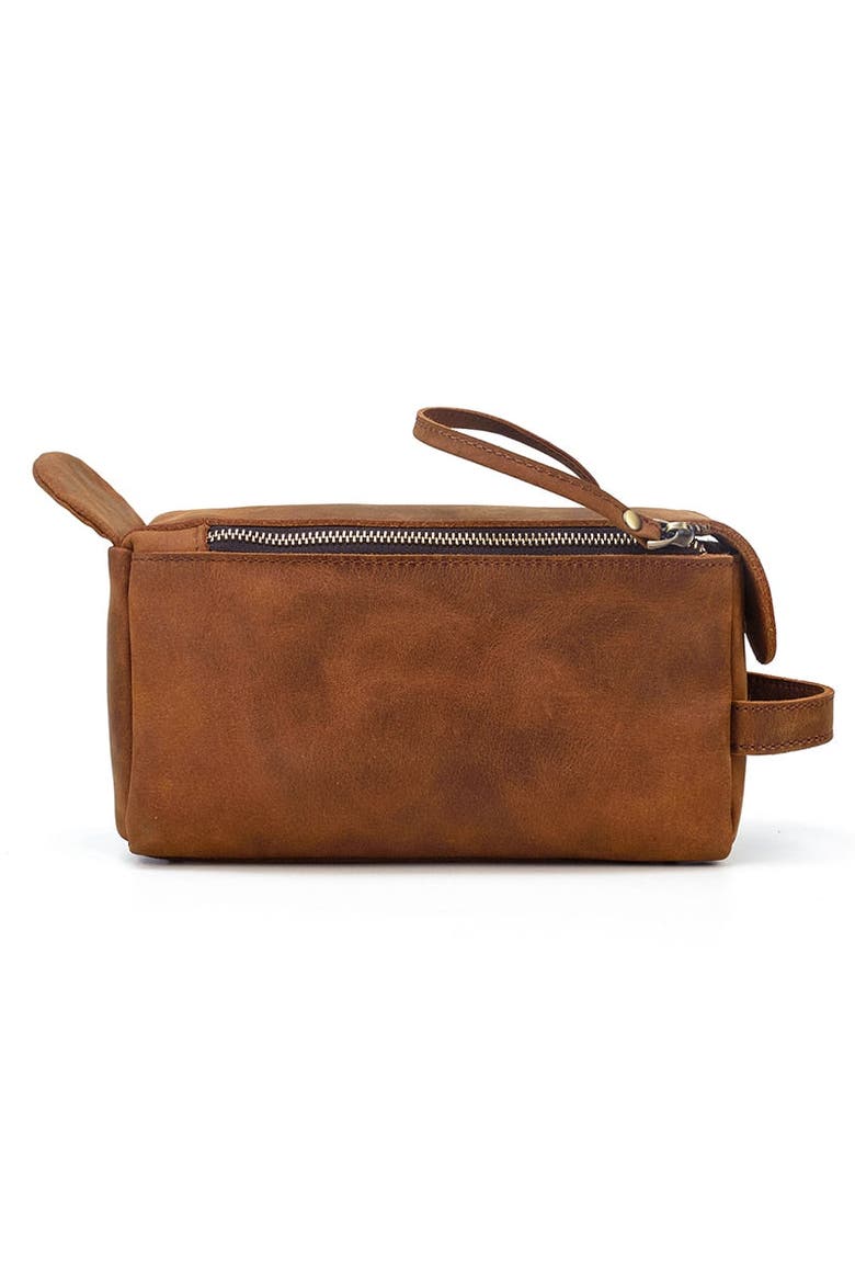Dado Leather Dopp Kit | Handmade Leather Toiletry Bag, Alternate, color, Brown