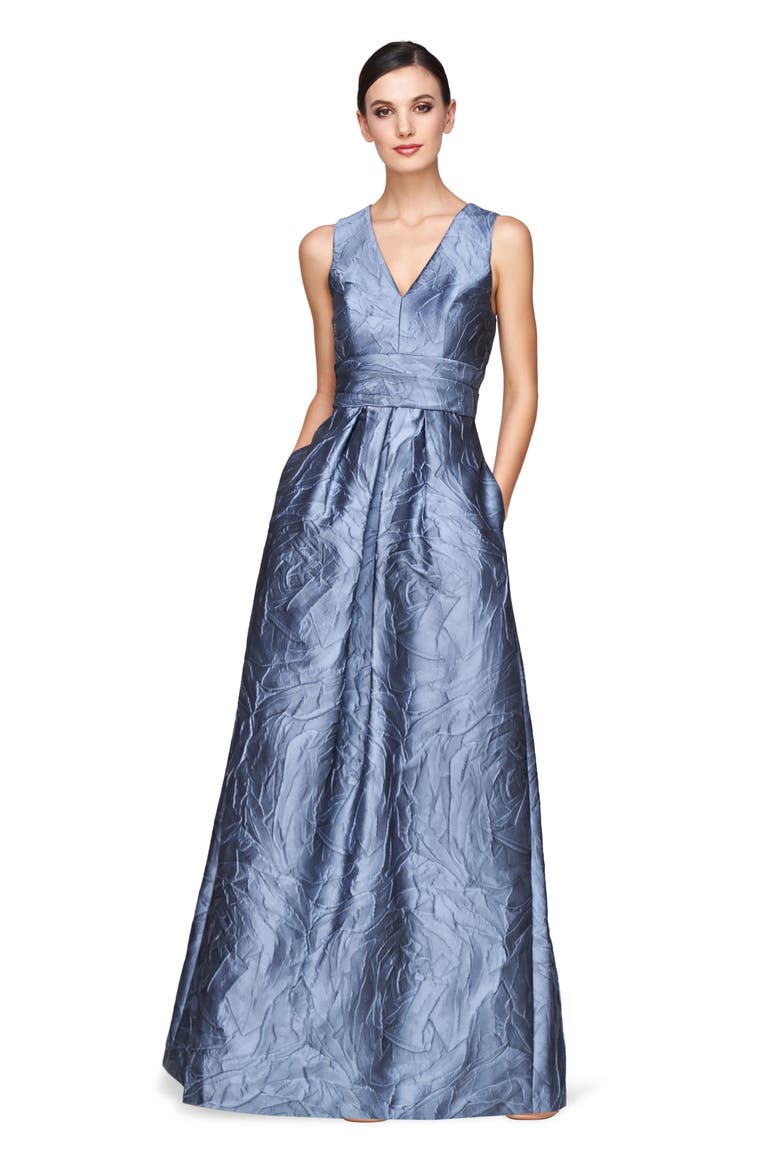 Mariah Crinkle Pleated Gown, Alternate, color, MEDITERRANEAN BLUE