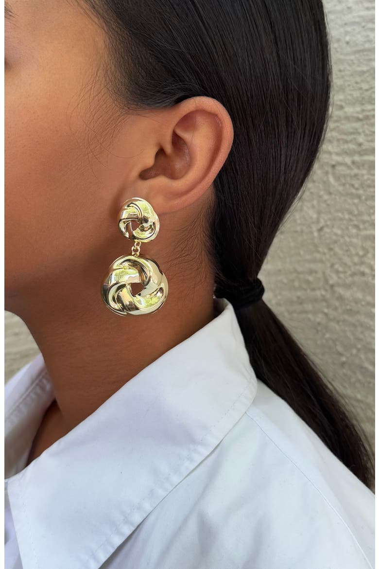 Double Knot Drop Earrings, Alternate, color, GOLD
