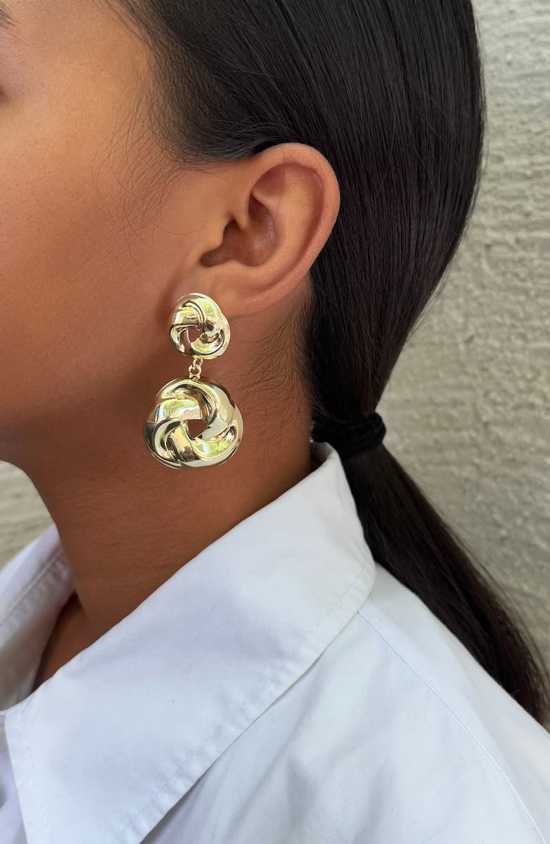 Adornia Double Knot Drop Earrings, Alternate, color, Gold