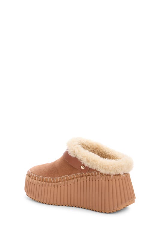 Chloé Nama Suede Shearling-lined Platform Clogs In Neutral