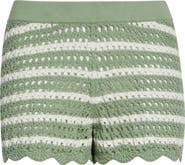 Alice + Olivia Bobbi Stripe Crochet Cotton Shorts