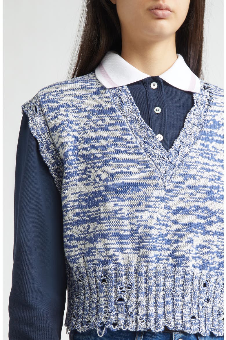 Disheveled Crop Cotton Sweater Vest, Alternate, color, MLB74ORION BLUE