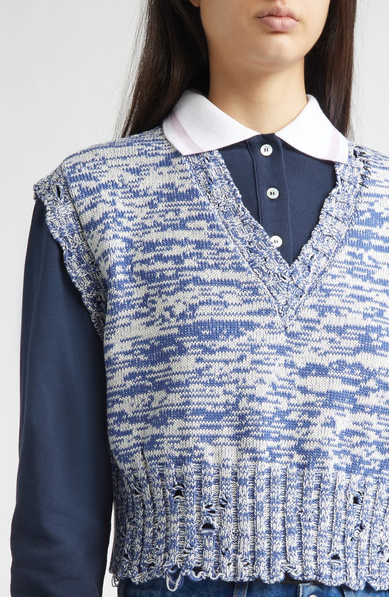 Marni Disheveled Crop Cotton Sweater Vest, Alternate, color, Mlb74orion Blue