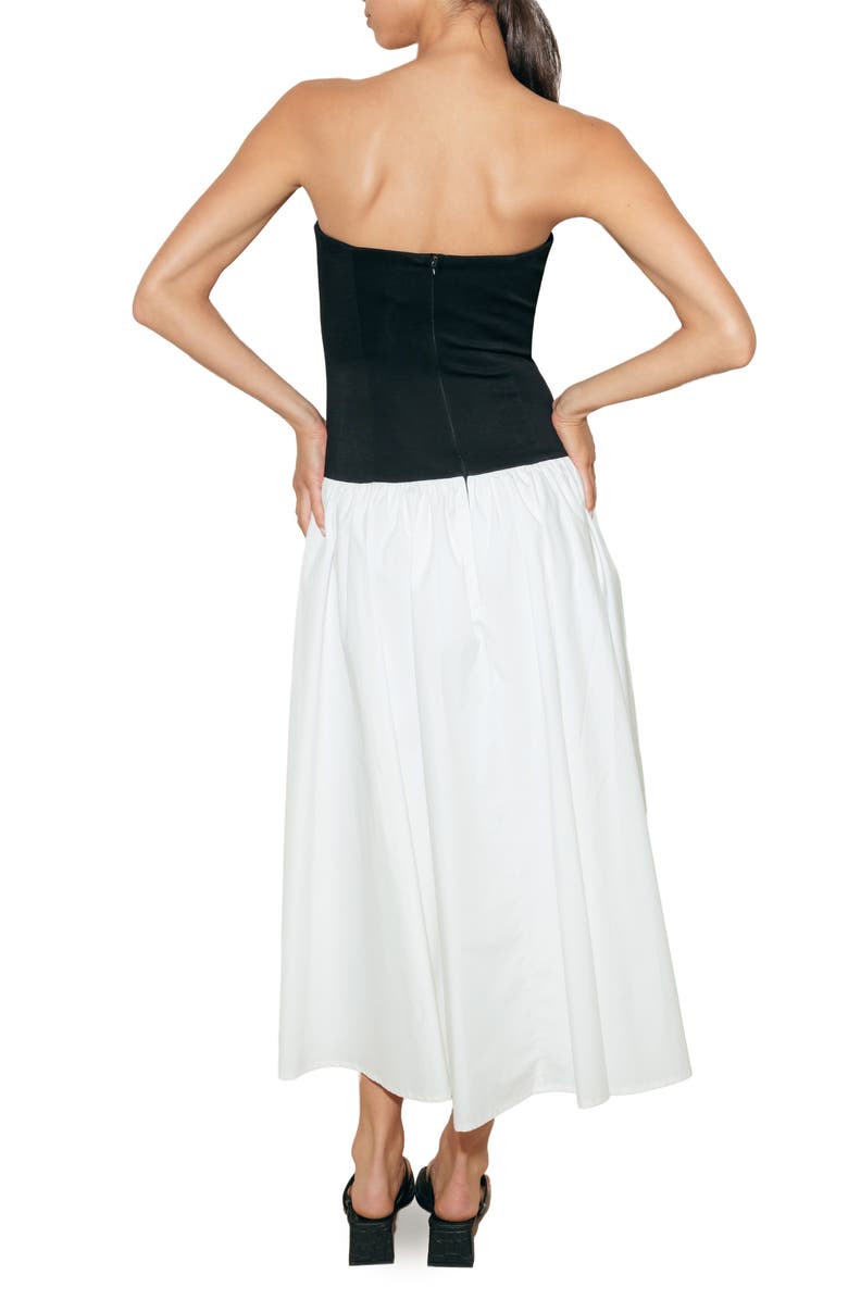 FREEMARKET Mixed Media Strapless Dress, Alternate, color, Black/ White