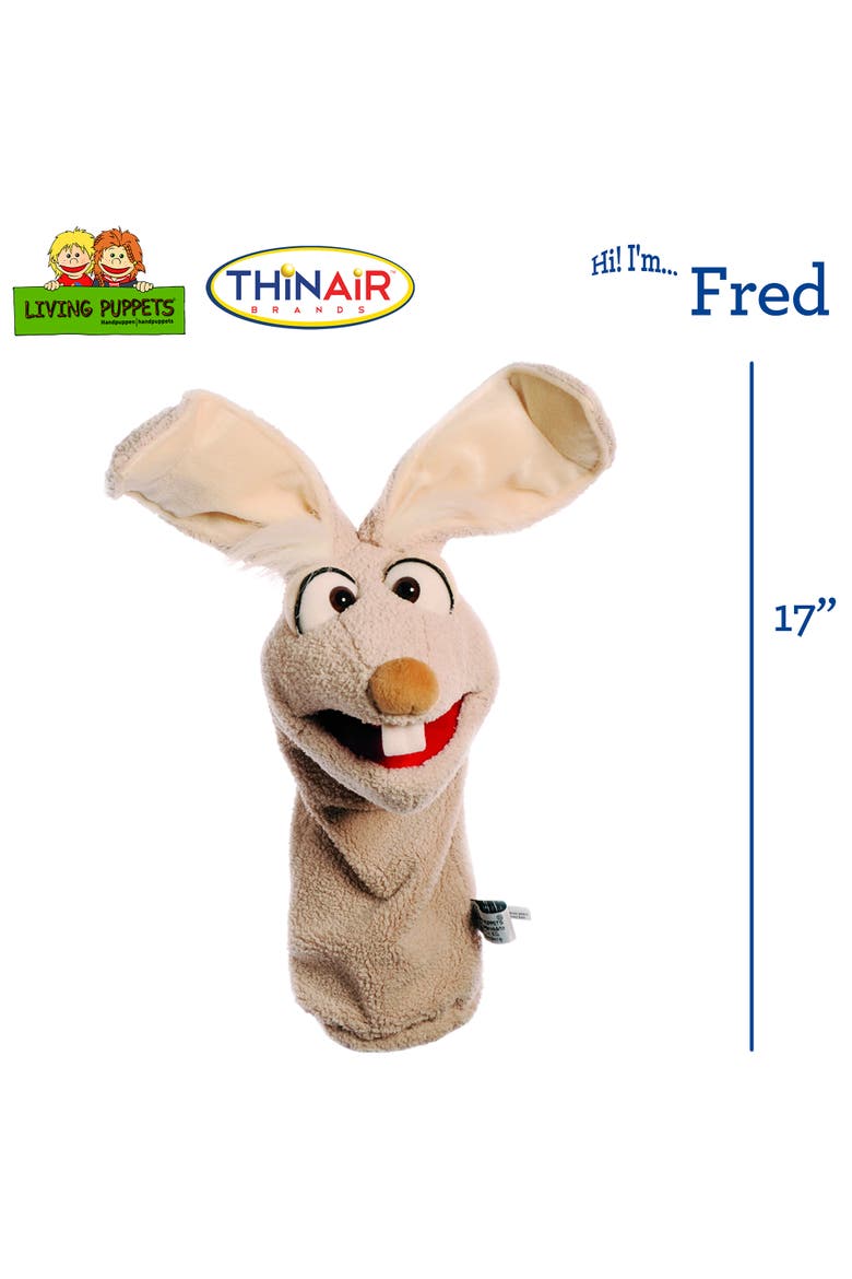 Fred The Rabbit 17 Inch Plush Hand Puppet, Handmade, Alternate, color, Brown