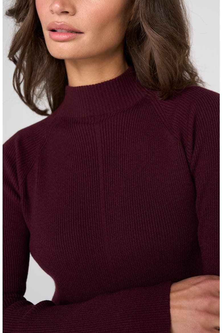 Mixed Rib Turtleneck Sweater, Alternate, color, DARK OXBLOOD