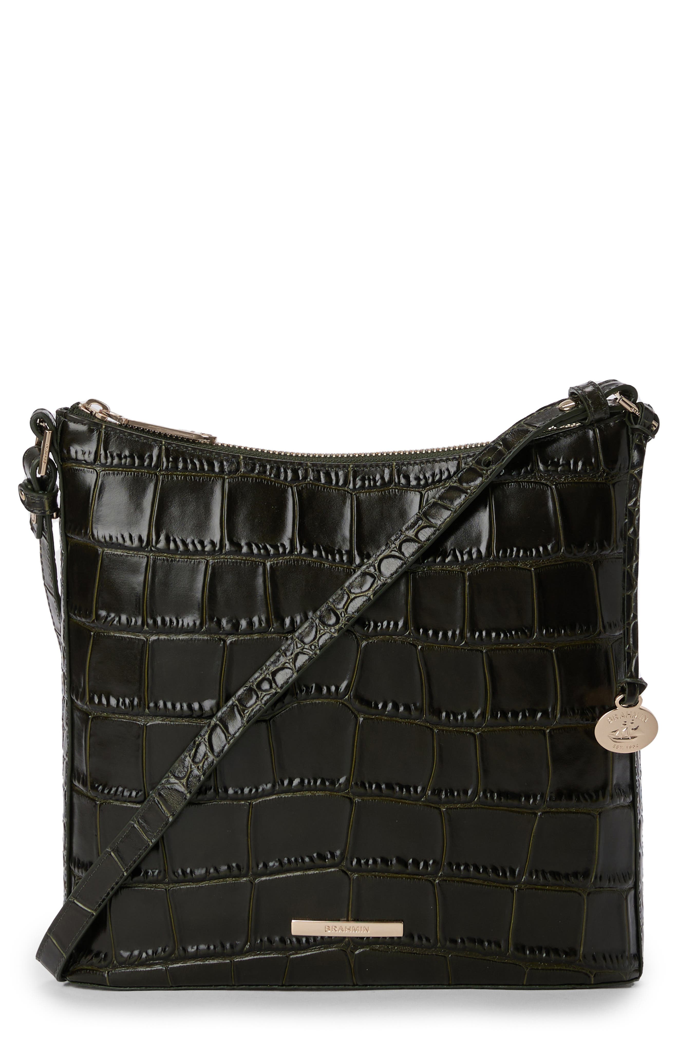 Brahmin Katie Croc Embossed Leather Crossbody Bag, Main, color, 