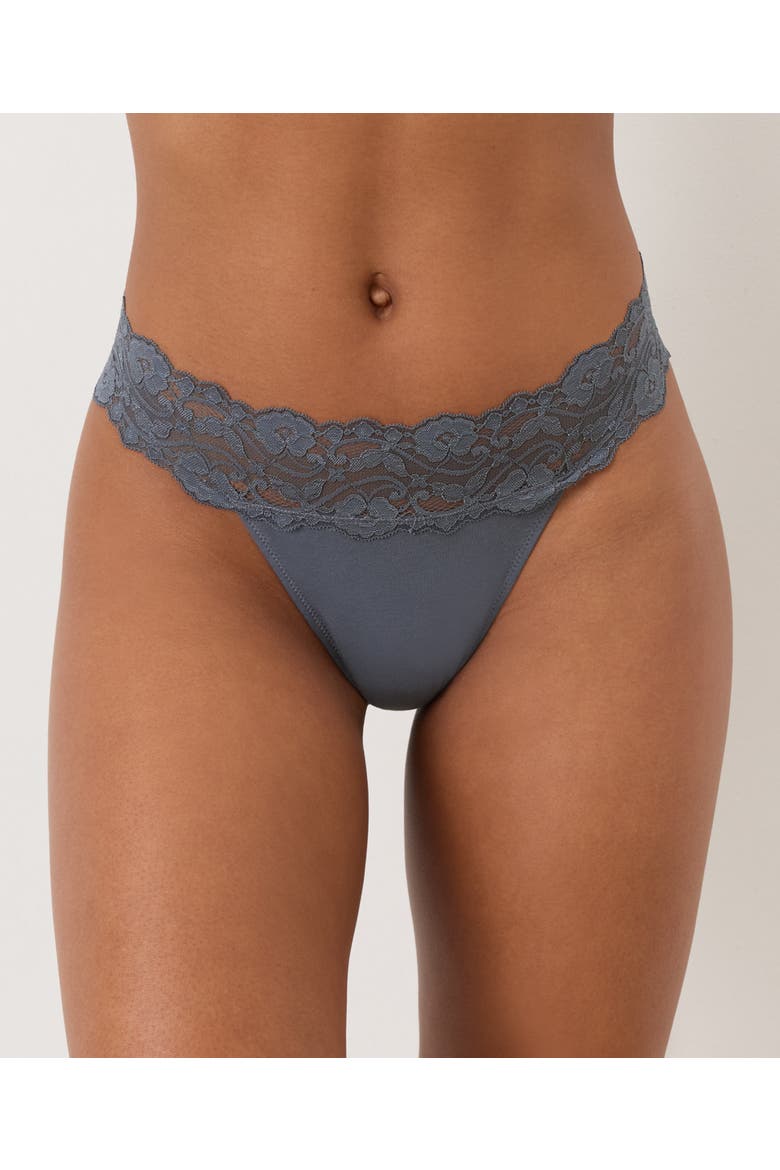Lace Waist Thong 3-Pack Made With Organic Cotton, Main, color, Moonlit Haze