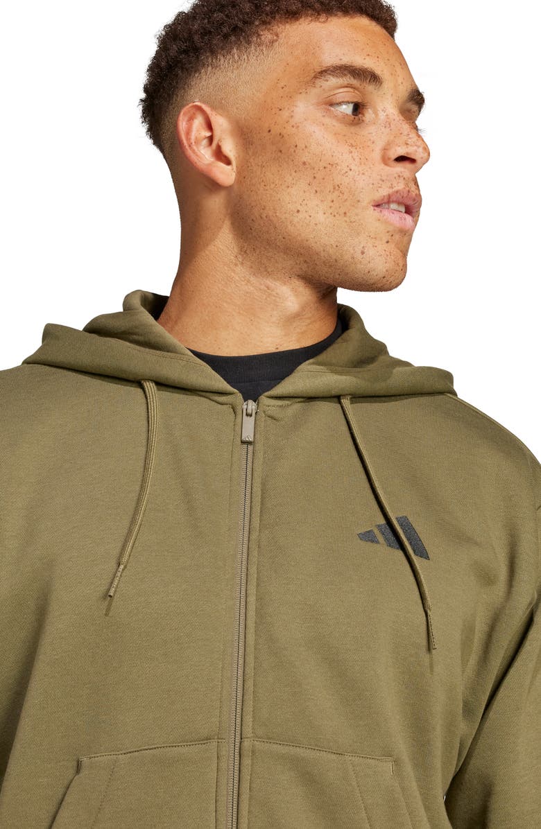 adidas Essentials Feelcozy Fleece Hoodie, Alternate, color, Olive Strata/ Black