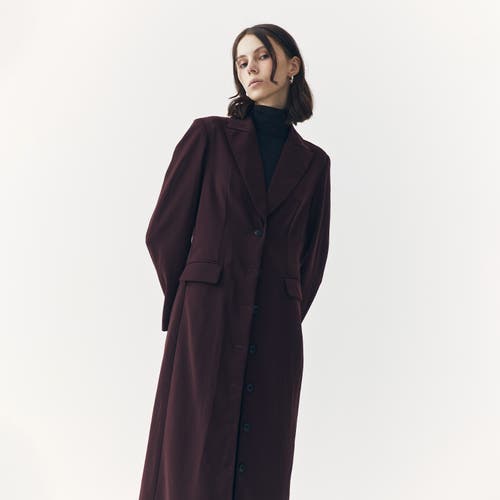 Ats Lila Long Outerwear In Burgundy