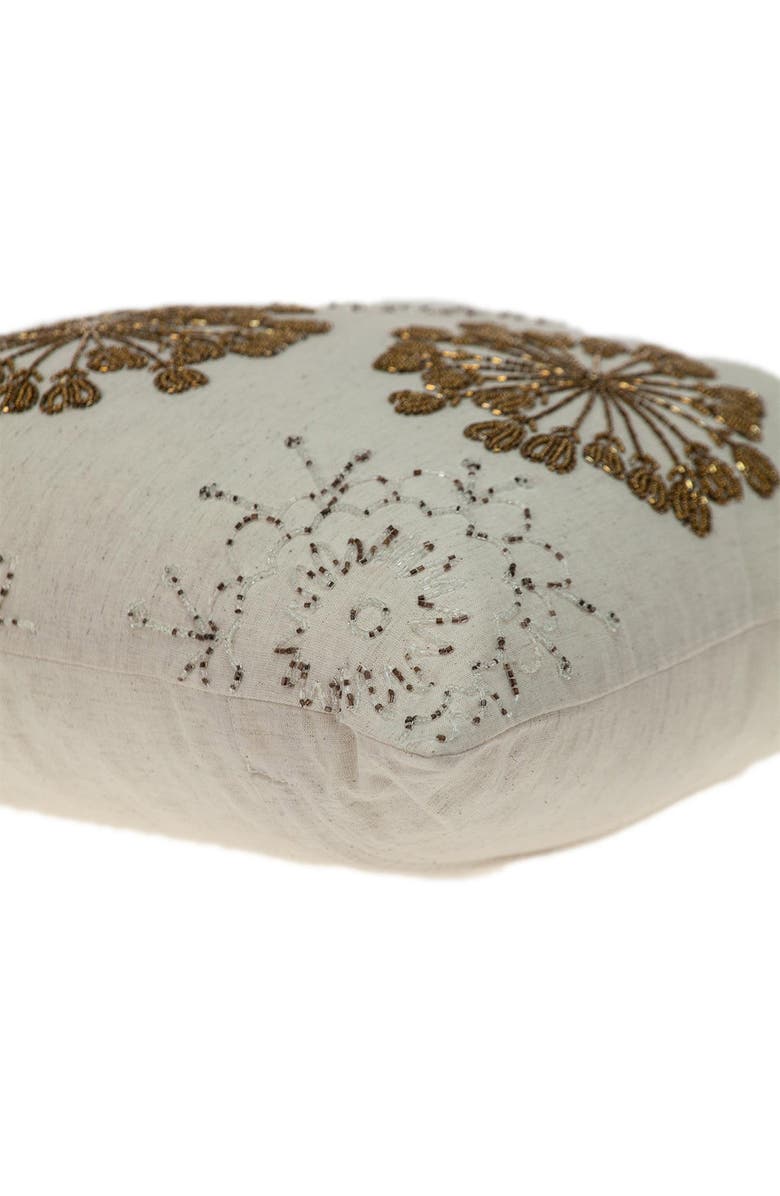 PARKLAND COLLECTION Periwinkle Beaded Accent Pillow, Alternate, color, Beige