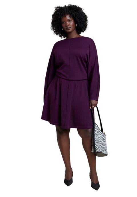 Elastic Waist Sweater Mini Dress