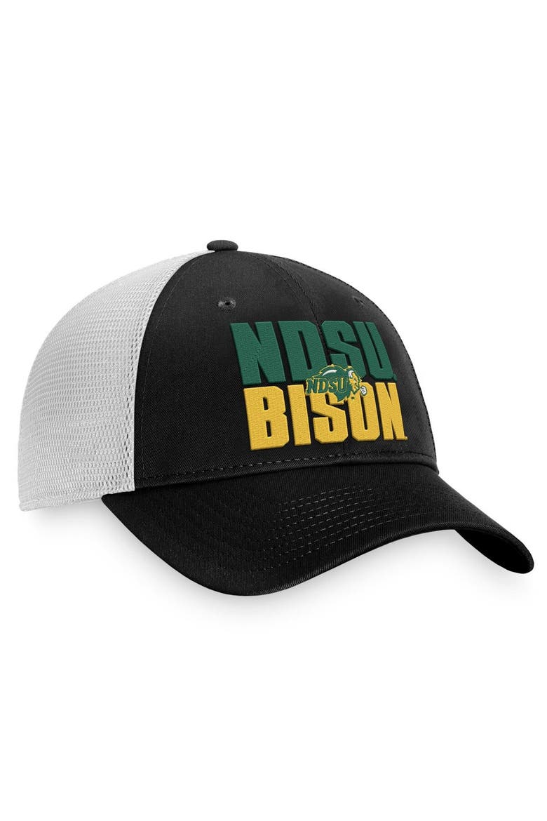 Men's Top of the World Black/White NDSU Bison Stockpile Trucker Snapback Hat, Alternate, color, Black