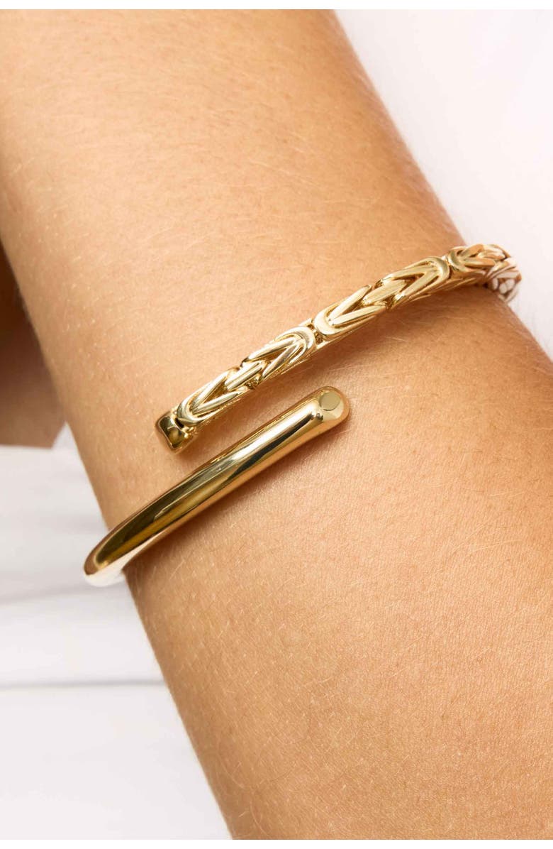 Oradina 14K Yellow Gold Byzantine Bypass Bangle, Alternate, color, Yellow Gold