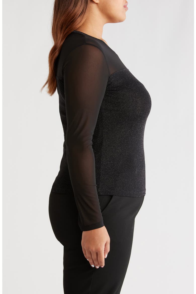Sparkle Mesh Tee, Alternate, color, BLACK
