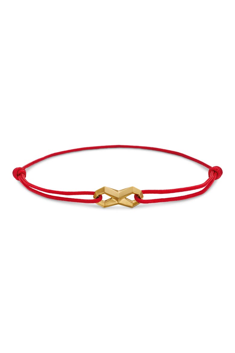 Infinity Link Black Cord Bracelet with 18K Yellow Gold, Main, color, 18K YELLOW GOLD