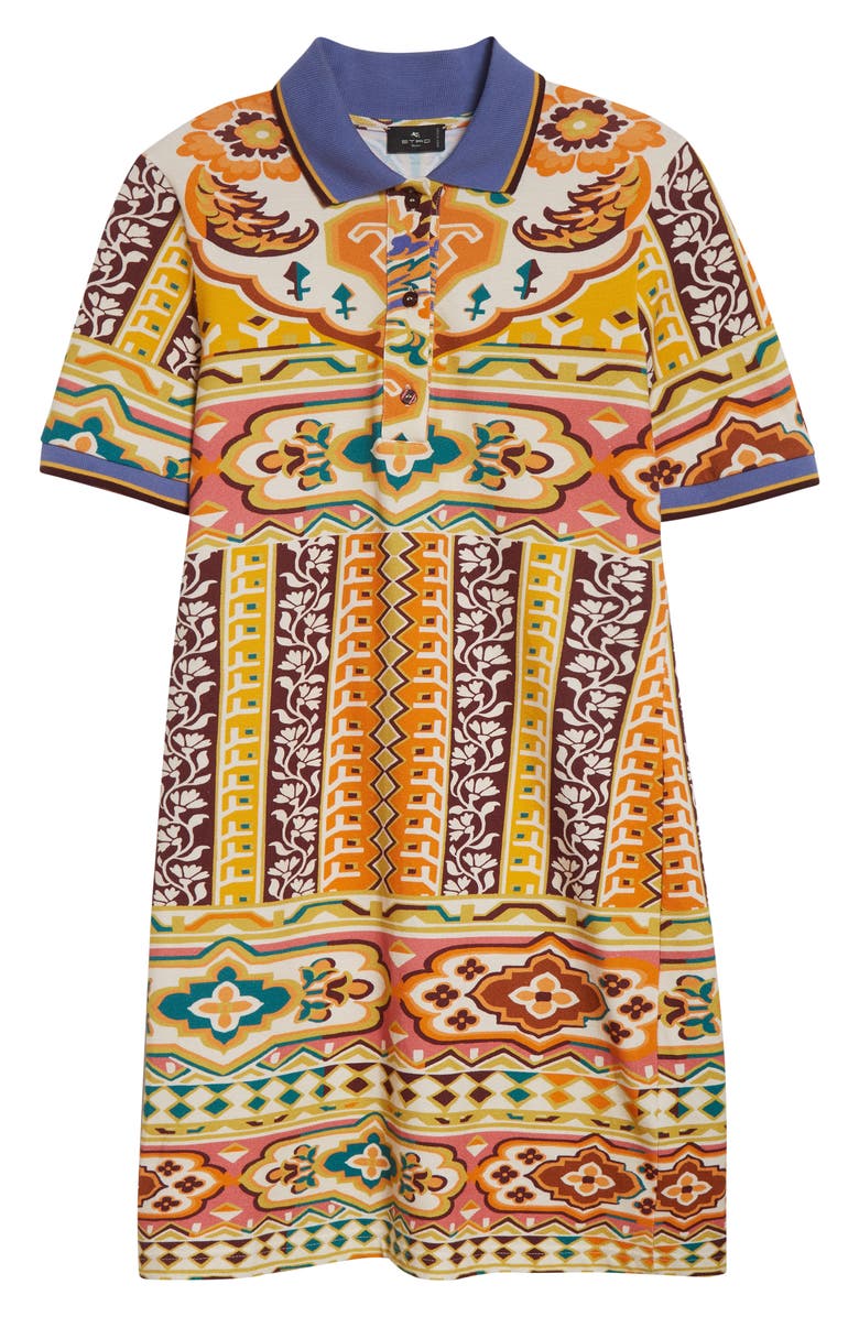 Etro Geo Floral Piqué Polo Minidress, Alternate, color, Printed Yellow Base