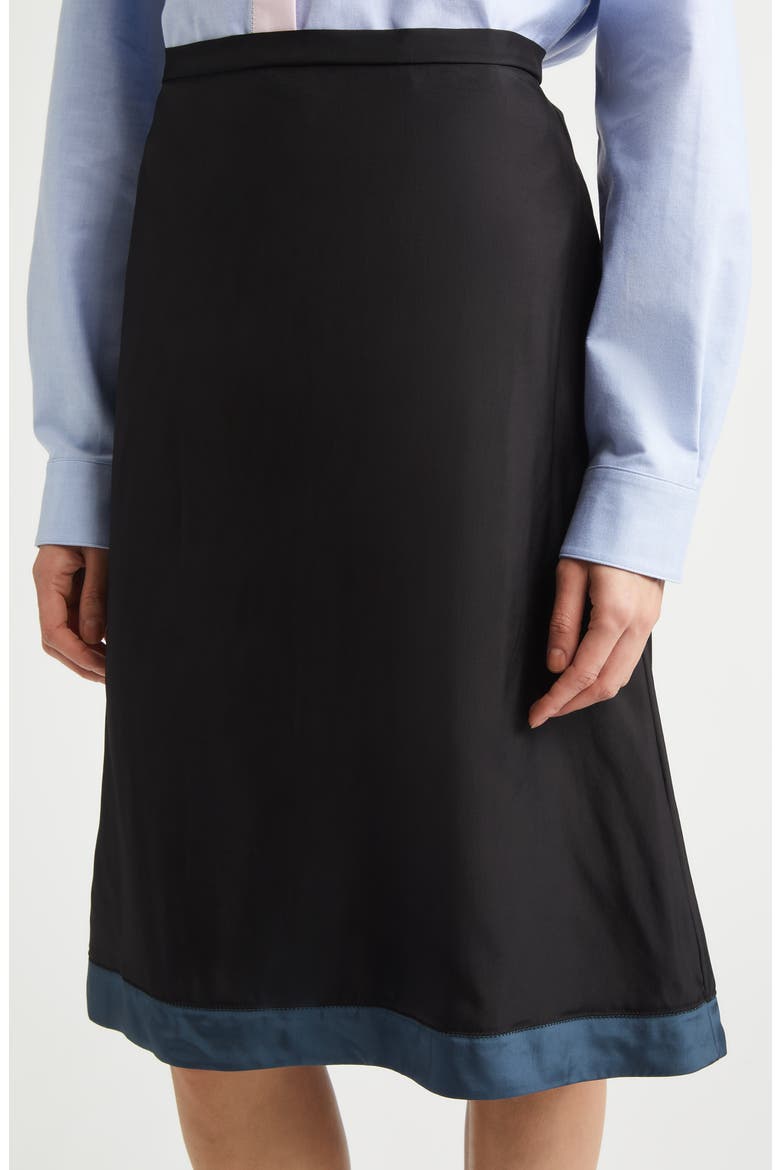 Contrast Hem A-Line Skirt, Alternate, color, BLACK