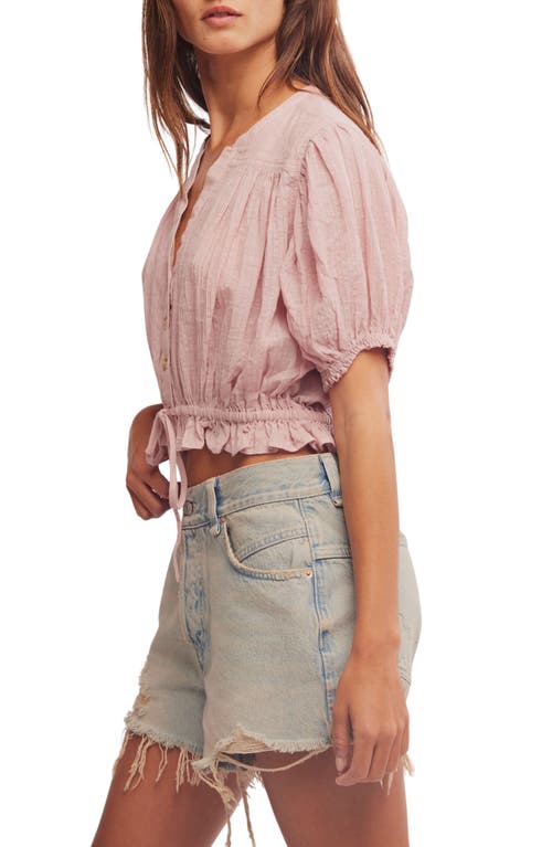 Free People Little Cloud Button-up Crop Top In Pale Mauve