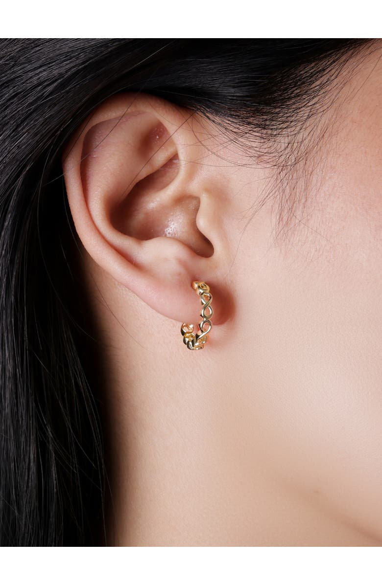 DEVATA Infinity Hoop Earrings in 14K Gold, 16mm, Alternate, color, Yellow Gold