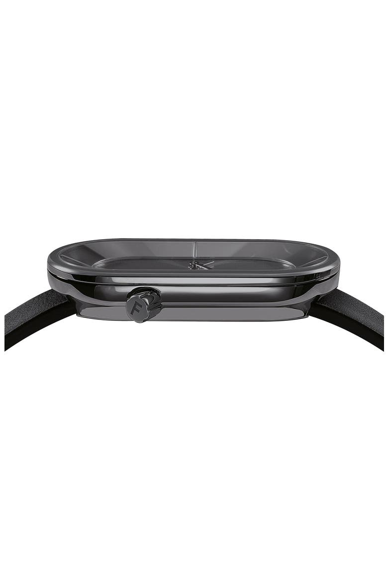 Curve Leather Strap Watch, 23mm x 46mm, Alternate, color, IP BLACK