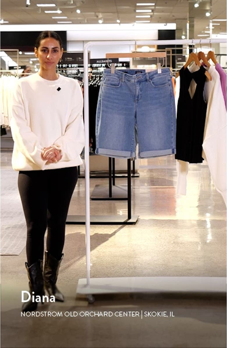 Briella Roll Cuff Denim Bermuda Shorts, sales video thumbnail