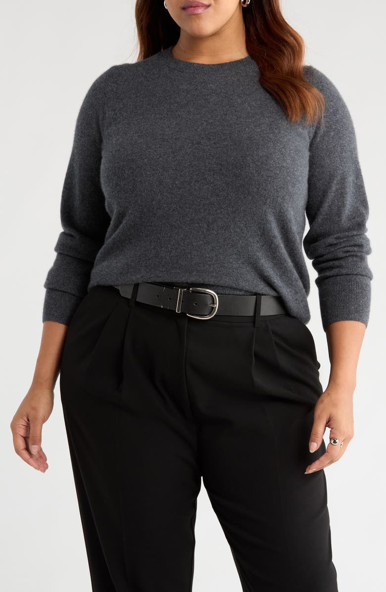 Nordstrom Cashmere Crewneck Sweater, Main, color, Grey Dark Charcoal Heather