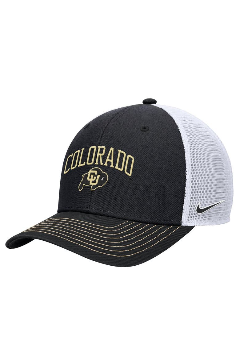 Men's Nike Black Colorado Buffaloes Rise Adjustable Trucker Hat, Main, color, Black