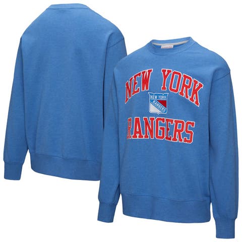 Men's Mitchell & Ness Blue New York Rangers Playoff Win Fleece Pullover Sweatshirt