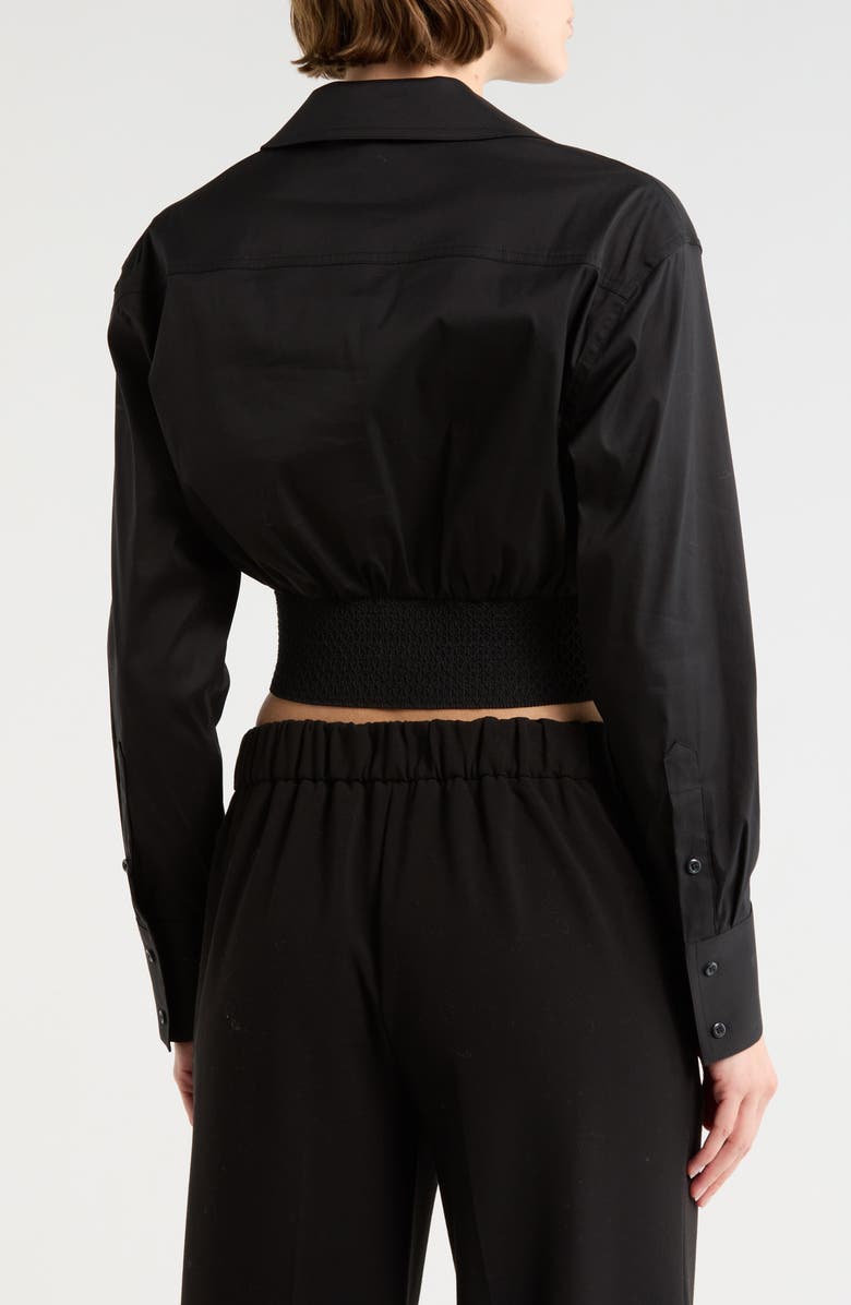 Alice + Olivia Edie Corset Button-Up Shirt, Alternate, color, Black