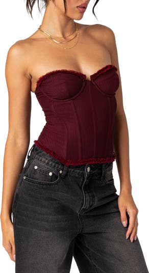 Deirdre Lace-Up Strapless Mesh Corset Top