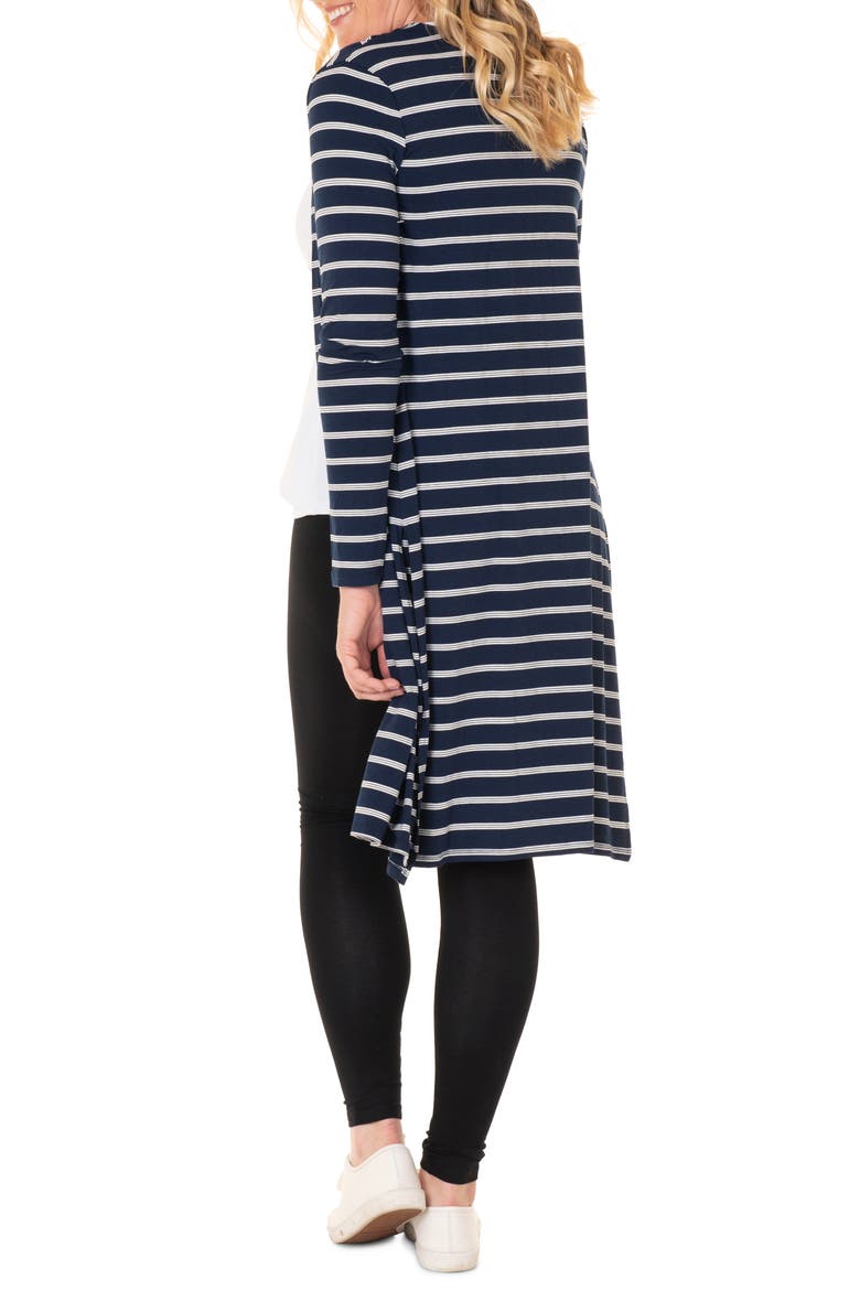 Cardigan, Top & Leggings Maternity/Nursing Set, Alternate, color, NAVY/ WHITE/ BLACK