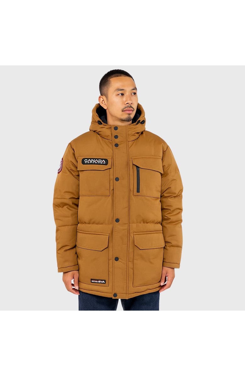 CANADA WEATHER GEAR Men's Heavyweight Hooded Puffer Jacket, Main, color, Timber