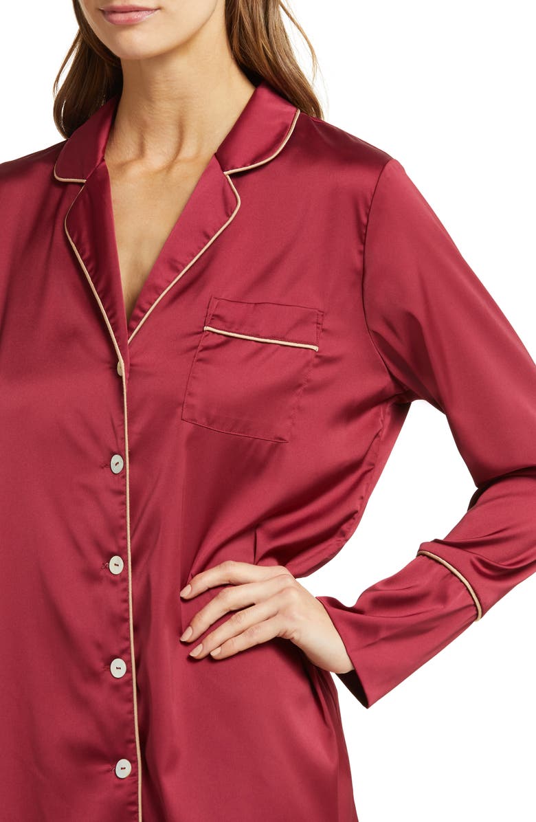 KILO BRAVA Long Sleeve Satin Sleep Shirt, Alternate, color,