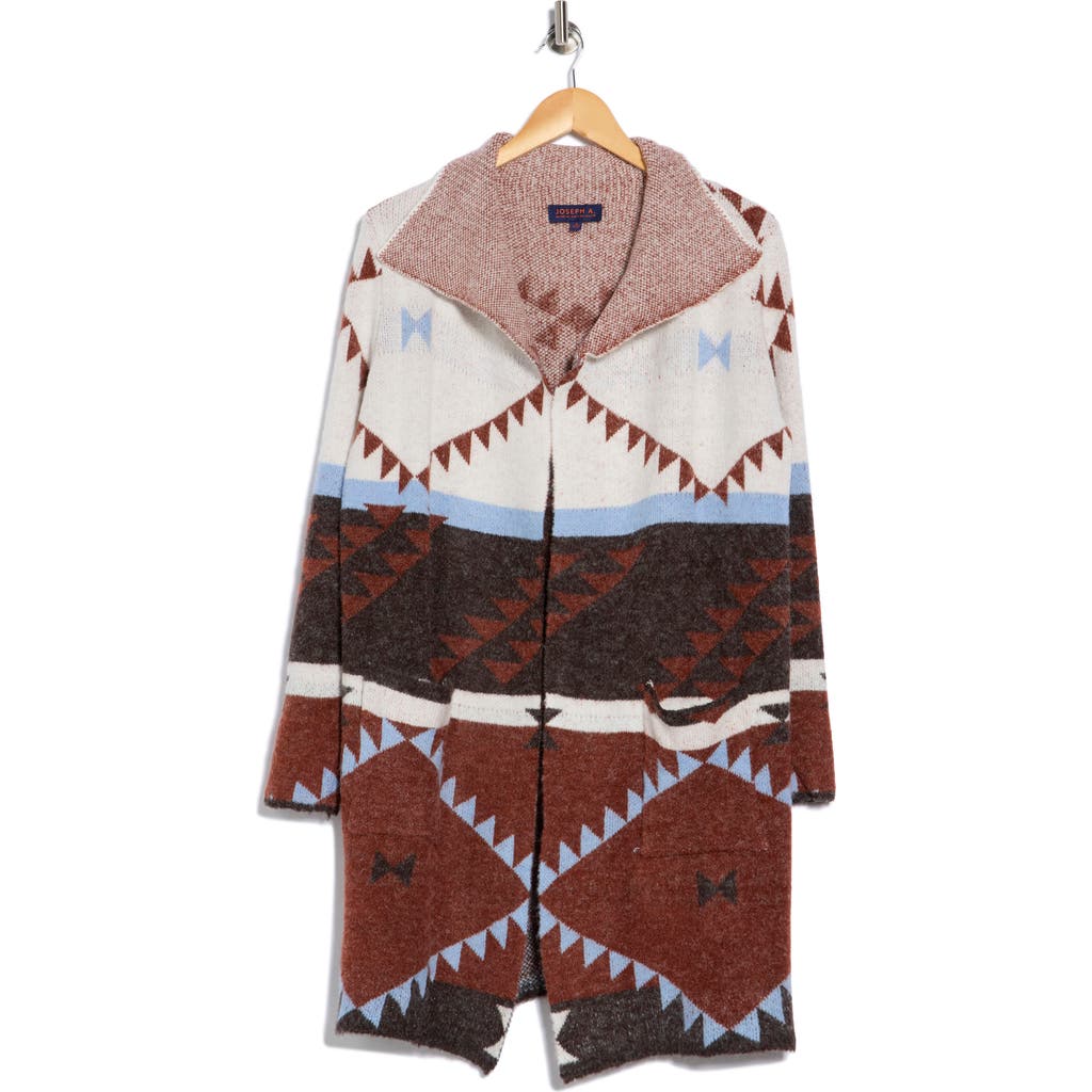 Joseph A Geometric Open Front Sweater Coat In Multi