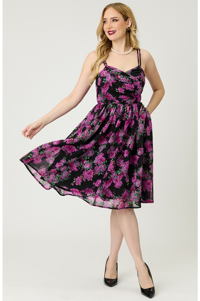Reed Swing Dress, Main, color, Black & Purple Floral