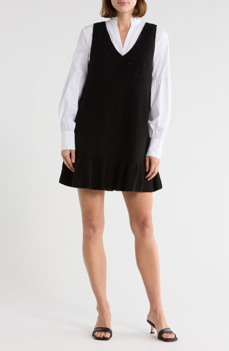 Cinq à Sept Greyson Twofer Minidress, Main, color, Black/ White