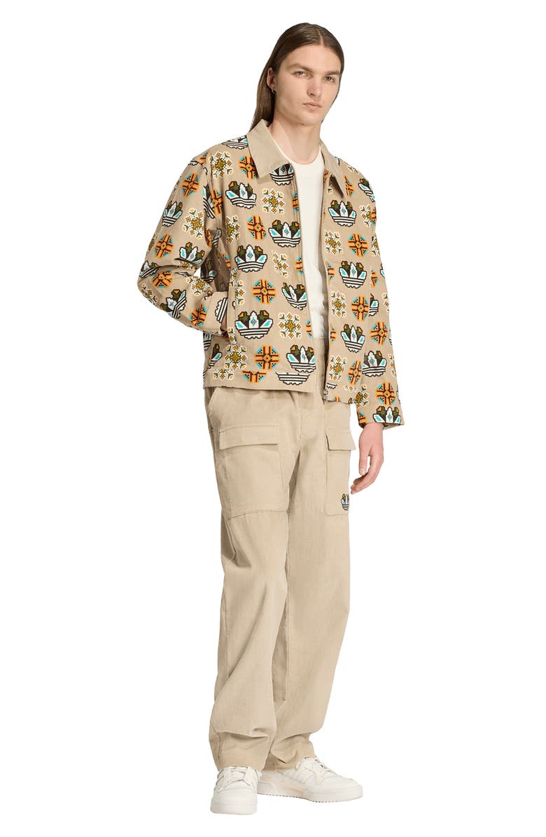 adidas Monogram Print Relaxed Fit Corduroy Coach Jacket, Alternate, color, 