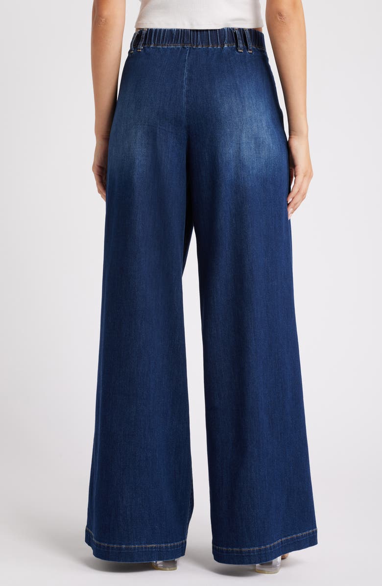Pleated High Waist Super Wide Leg Jeans