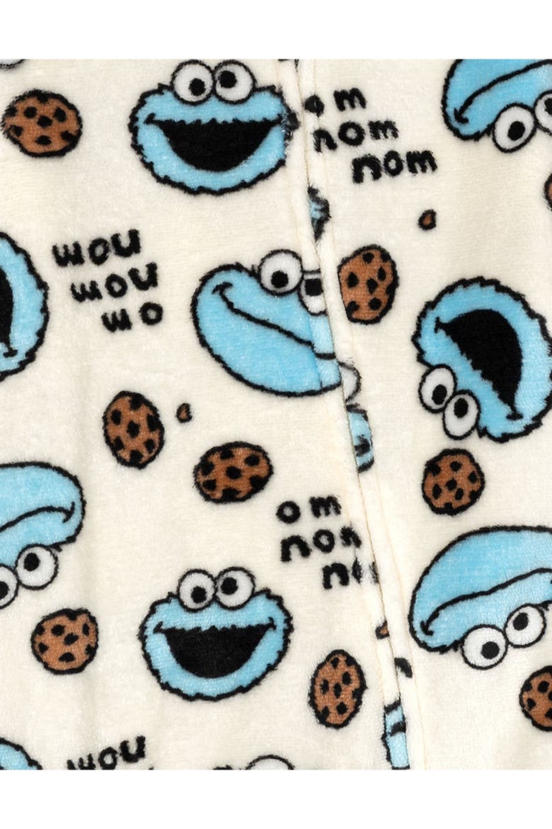 Zip-Up Footed Sleep N' Play Coverall, Alternate, color, Ivory Cookie Monster