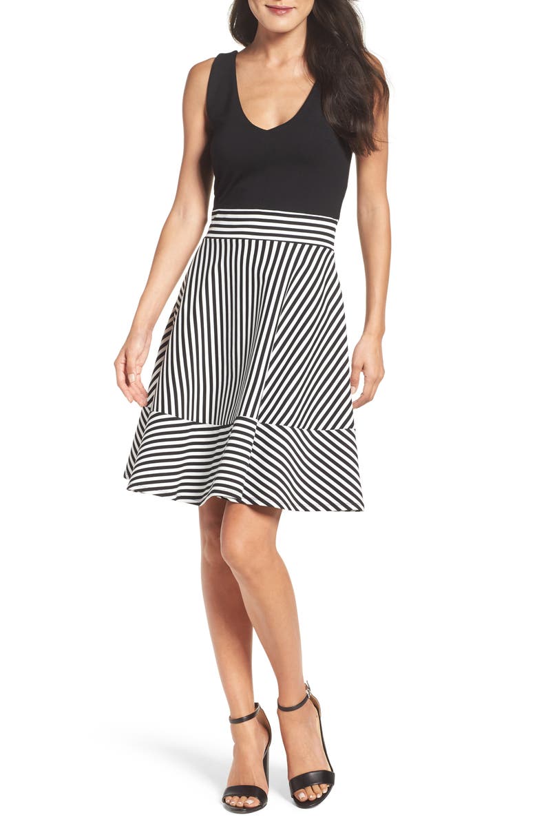 Felicity & Coco Lala Stripe Fit & Flare Dress, Main, color, 