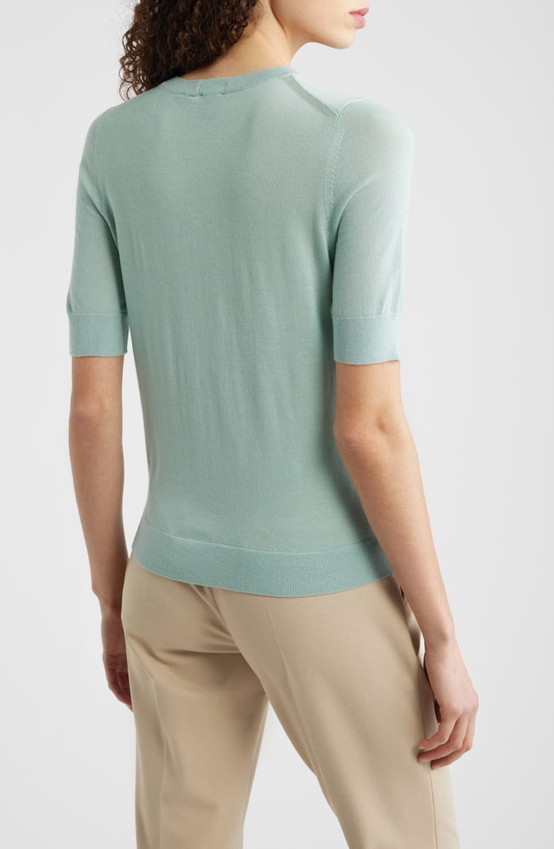 BOSS Farbella Short Sleeve Wool Sweater, Alternate, color, Light Jade